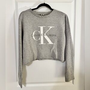 Calvin Klein Jeans Women’s Gray Cropped Sweatshirt Size Small
